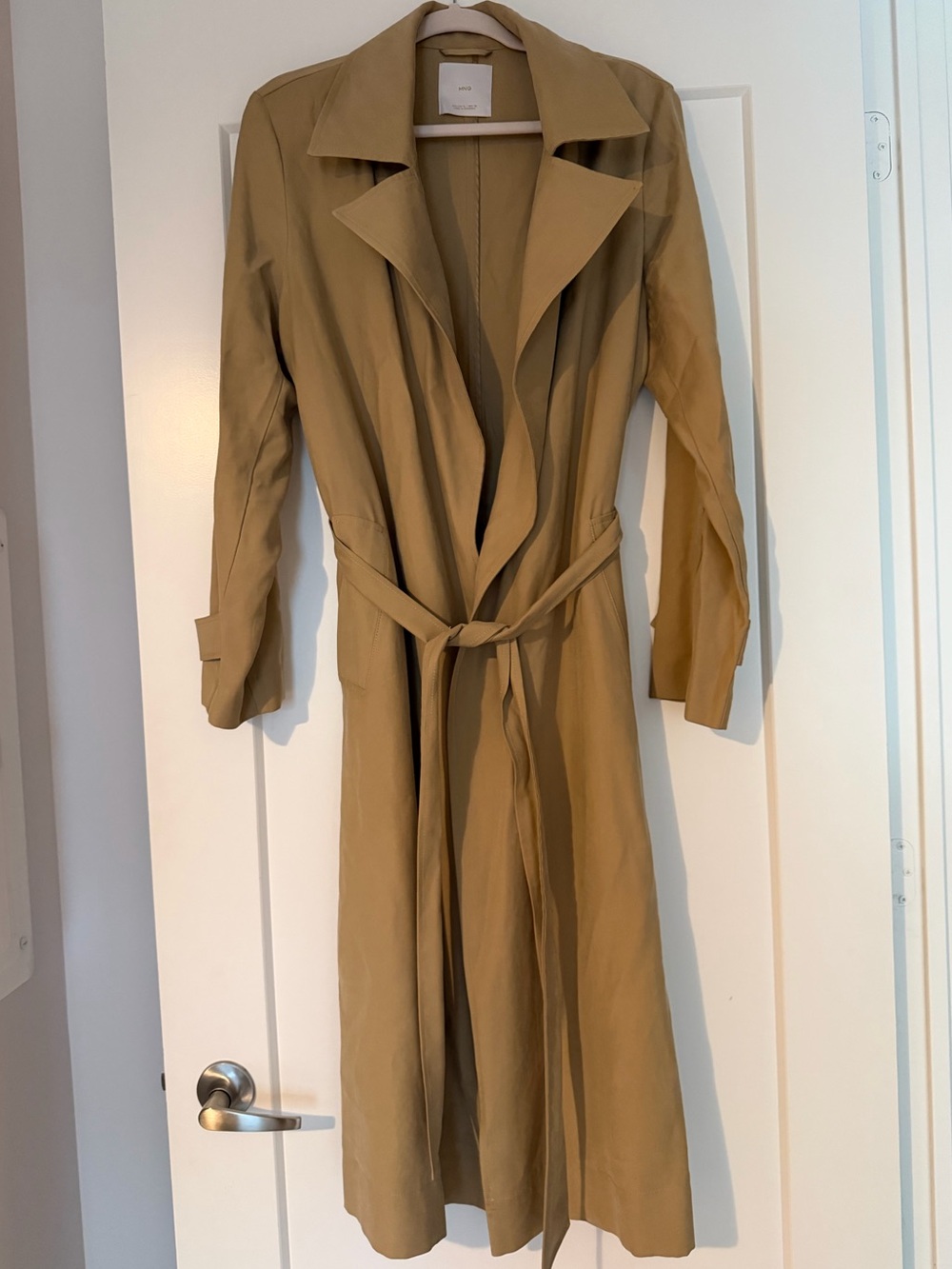 Mango Camel Trench Coat with Self-Tie Belt